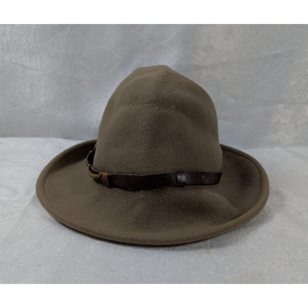 USA Made Crushable Felt Western Fedora Hat Brown Leather Band Size Unknown READ